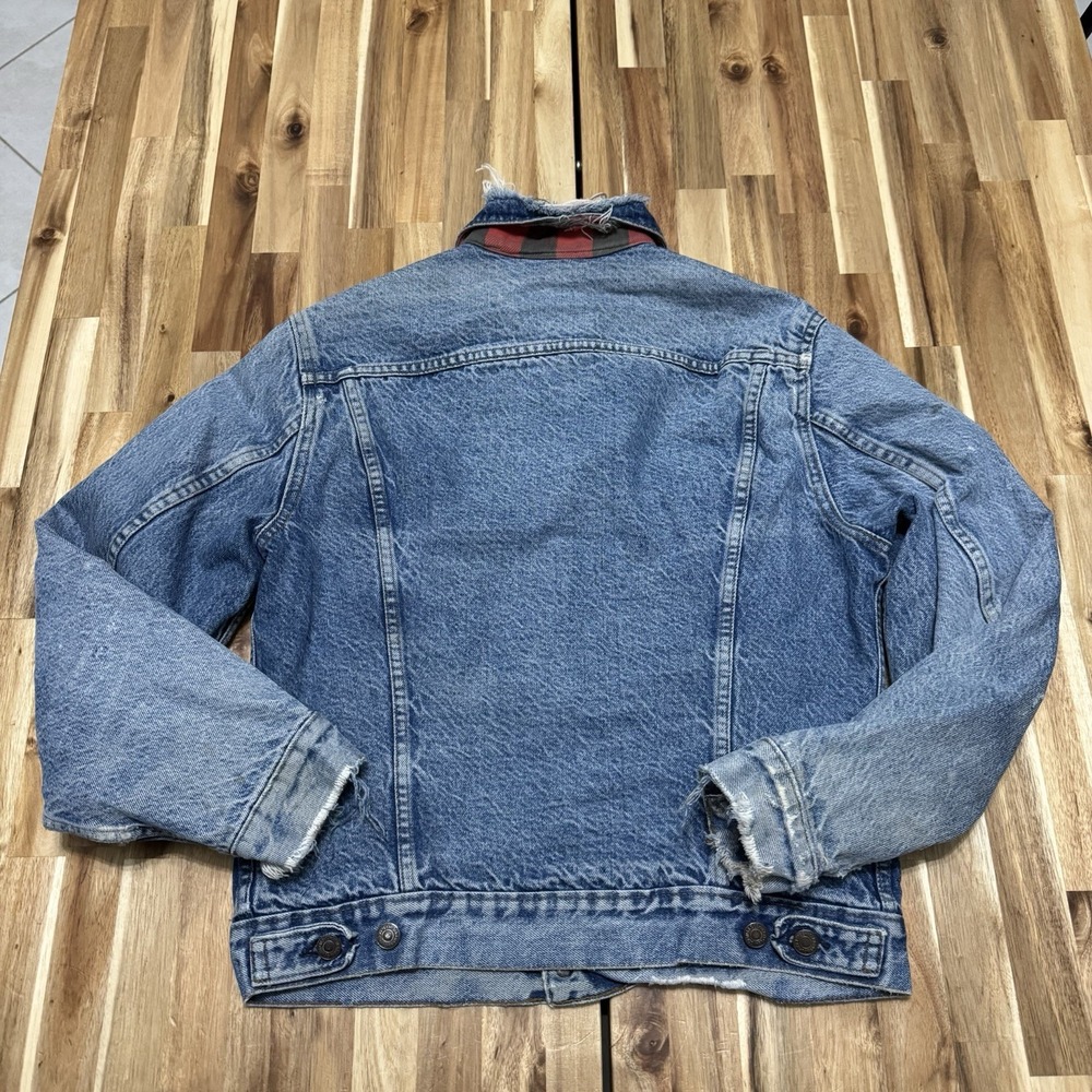 Vintage Levis 70411 Denim Jacket Mens 40 R Blue Flannel Lined Distressed 80s USA - Picture 8 of 11